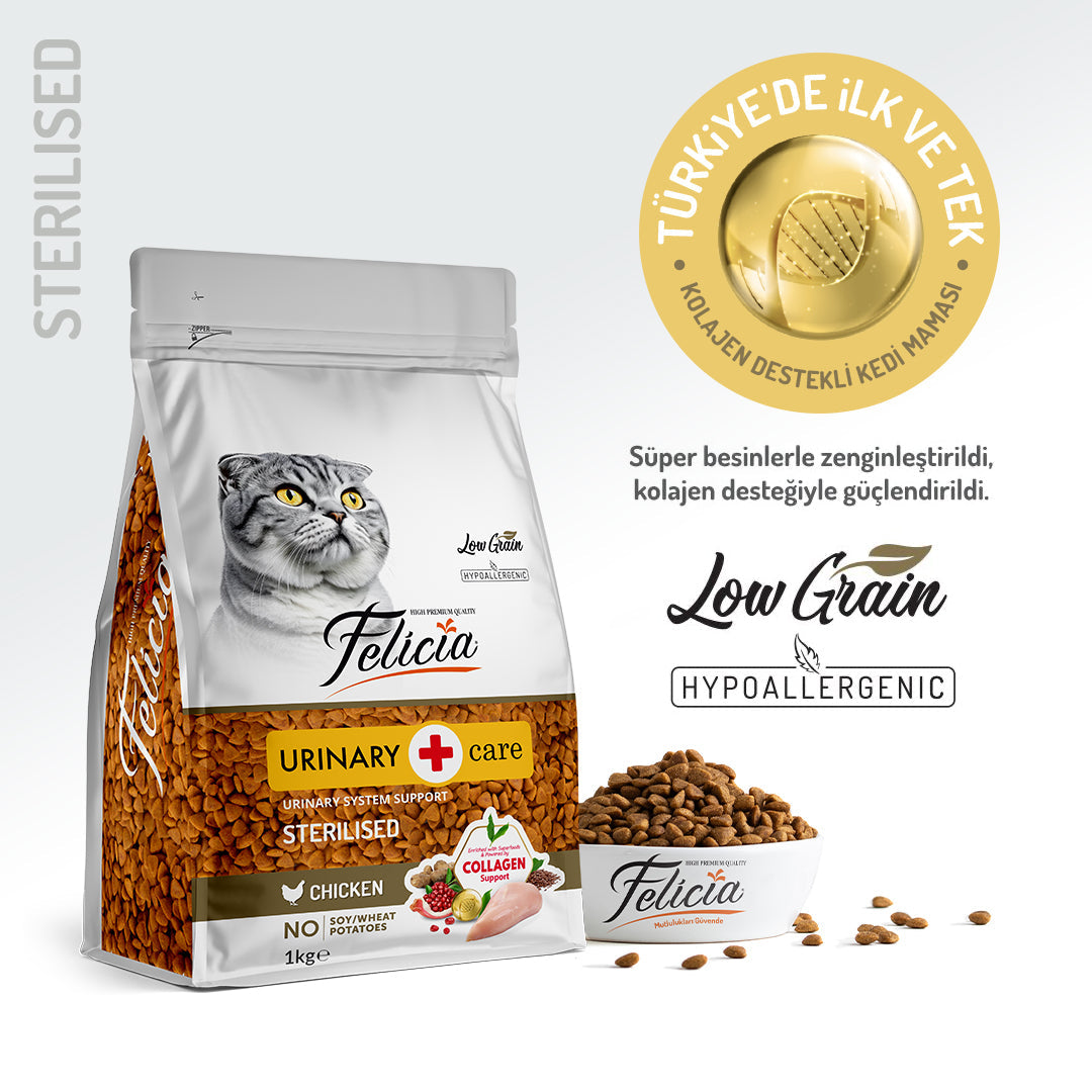 Felicia Kolajen Destekli Hipoalerjenik Tavuklu Kısırlaştırılmış Yetişkin Kedi Maması 1KG