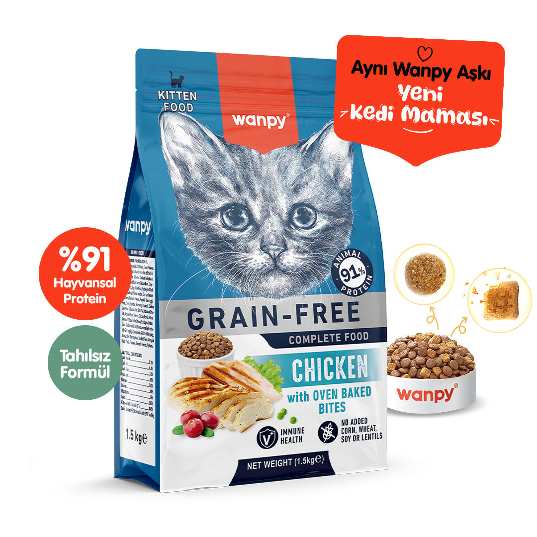 Wanpy Tahılsız Tavuklu Yavru Kedi Maması 1,5 kg