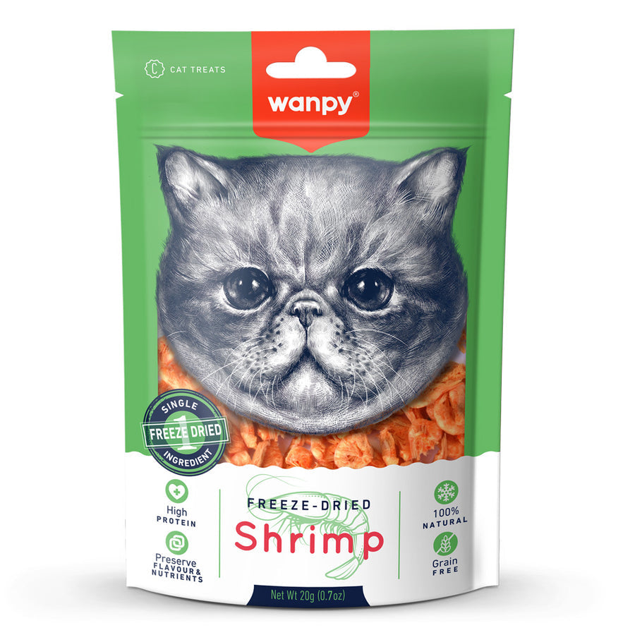 Wanpy Freeze-Dried Kurutulmuş %100 Karides Kedi Ödülü 20g