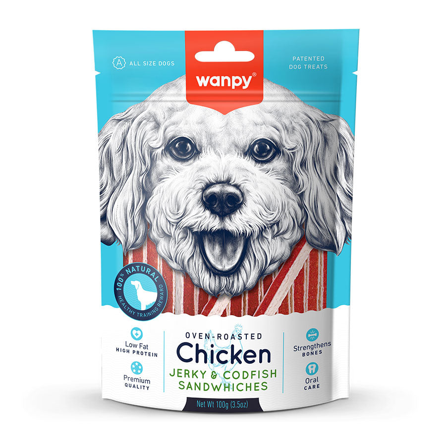 Wanpy Fırınlanmış Tavuklu&Morina Balıklı Köpek Ödülü 100 gr