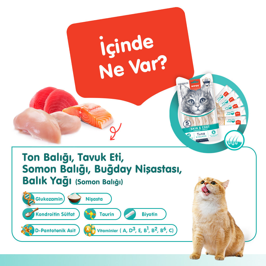 Wanpy Skin&Coat Ton Balığı&Somonlu Krema Ödül 5x14gr