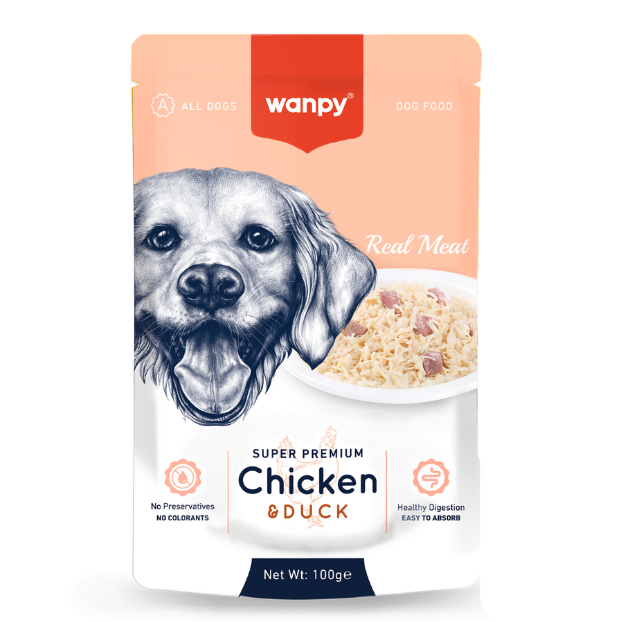 Wanpy Pouch Tavuk&Ördek Yaş Köpek Maması 100 gr
