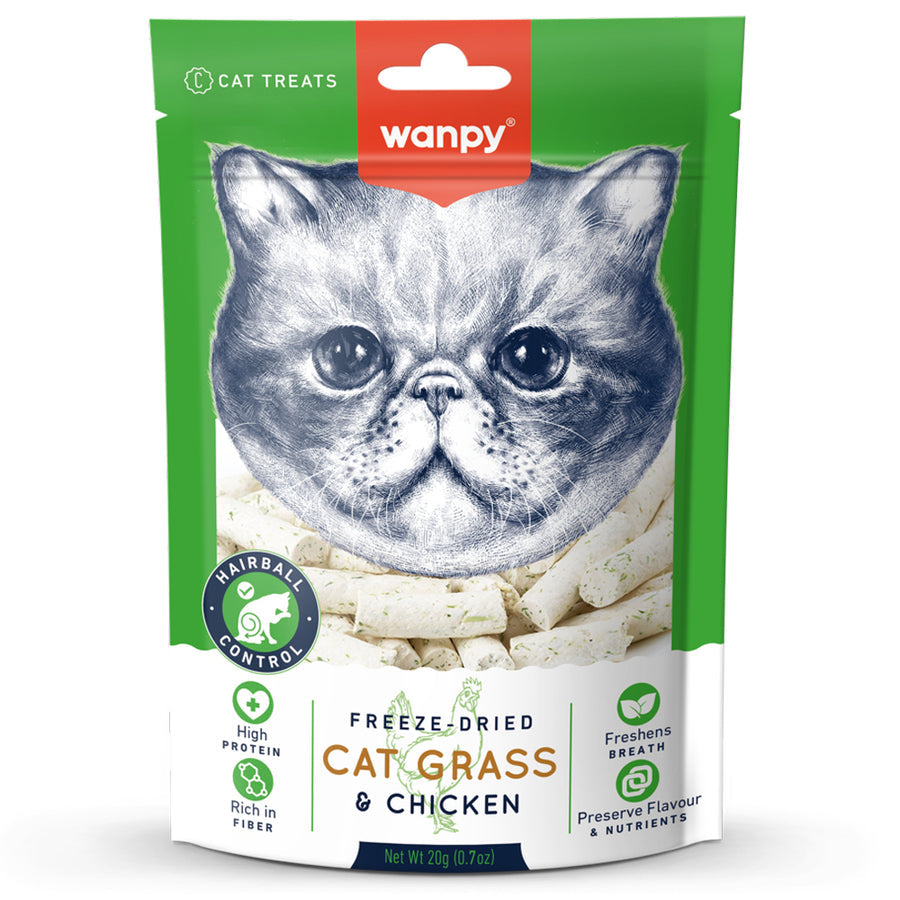 Wanpy Kedi FREEZE- DRİED Dondurulmuş Kedi Çimi ve Tavuklu Ödül 20 gr