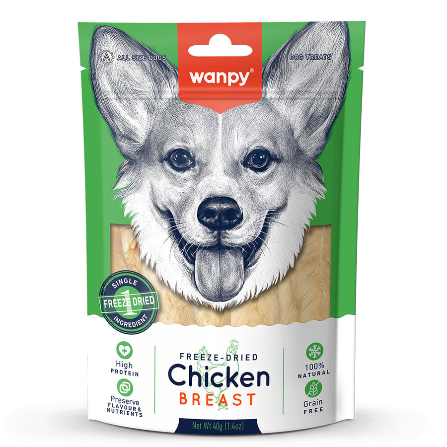 Wanpy Freeze-Dried Kurutulmuş %100 Tavuk Gögüs Köpek Ödülü 40g