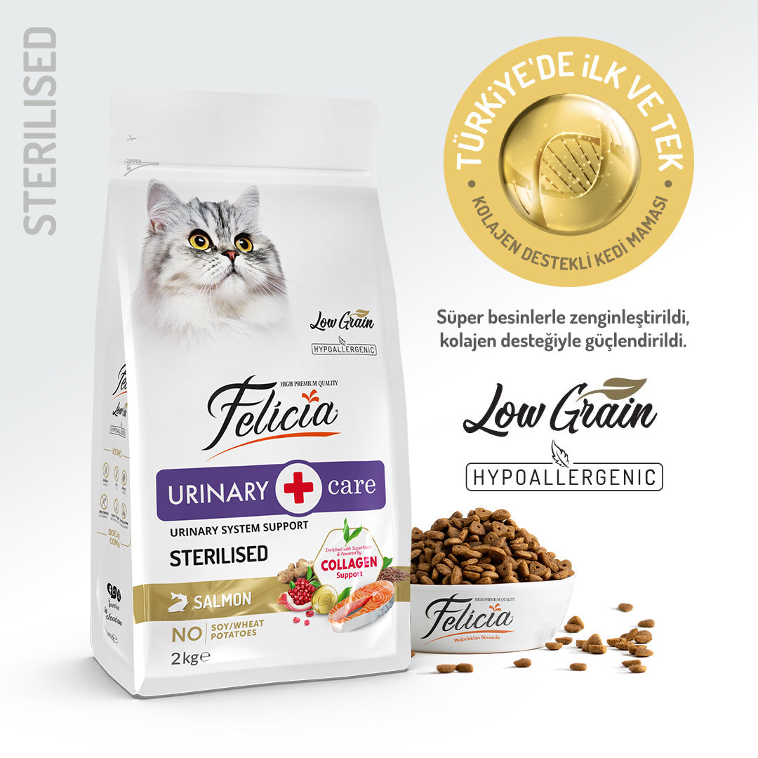 Felicia Kolajen Destekli Hipoalerjenik Somonlu Kısırlaştırılmış Yetişkin Kedi Maması