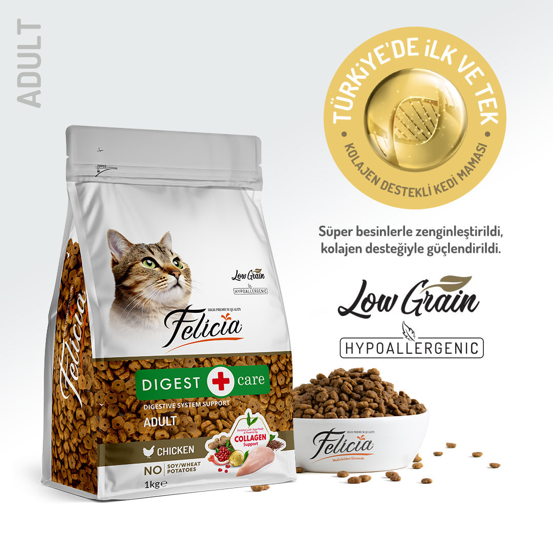 Felicia Kolajen Destekli Hipoalerjenik Tavuklu Yetişkin Kedi Maması 1KG