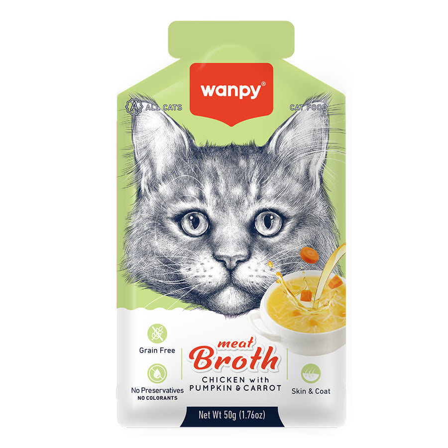 Wanpy Kediler için Bal Kabağı & Havuçlu Tavuk Eti Çorbası 50gr