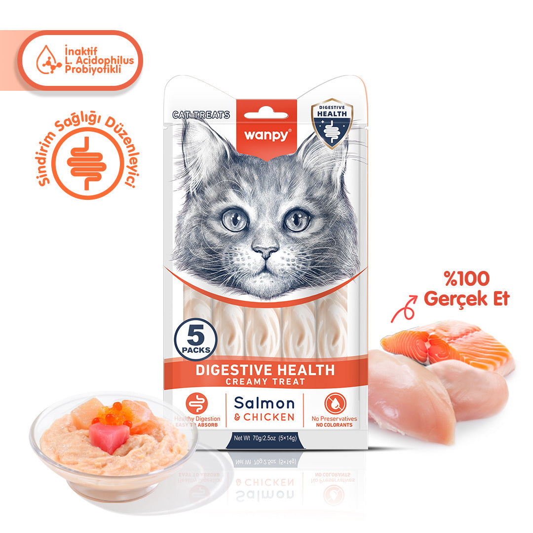 Wanpy Digestive Health Somon Balığı&Tavuklu Krema Ödül 5x14gr