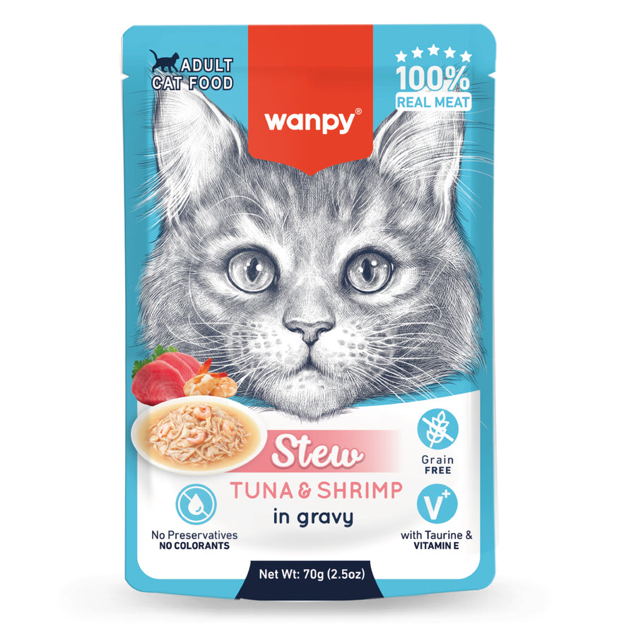 Wanpy Pouch Ton Balık&Karidesli Yaş Kedi Maması 70 gr