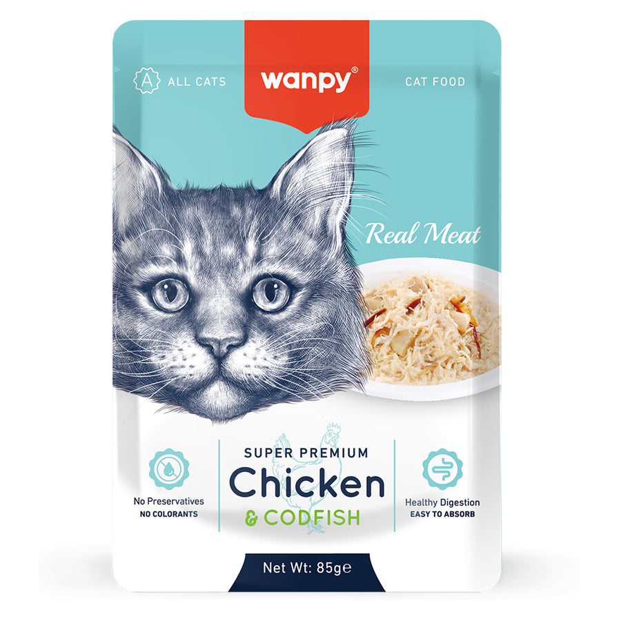 Wanpy Pouch Tavuklu & Deniz Taraklı Yaş Kedi Maması 85 gr