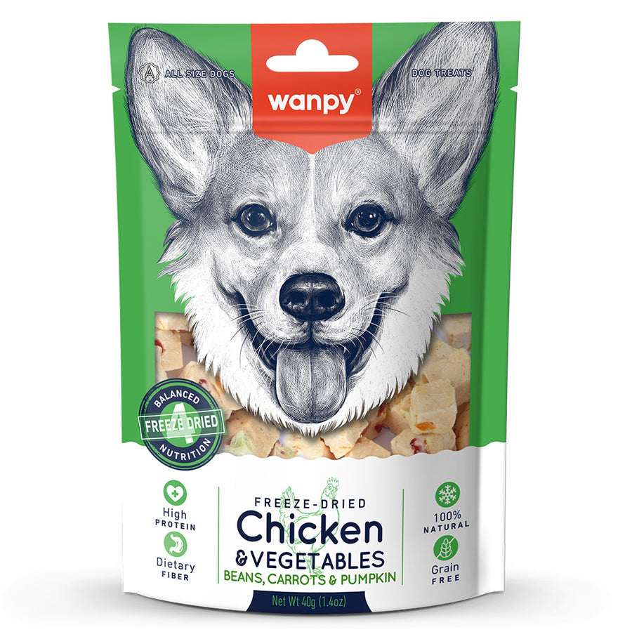 Wanpy Freeze-Dried Kurutulmuş %100 Tavuk Sebze Köpek Ödülü 40g